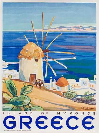 Mykonos Vintage travel poster 1949